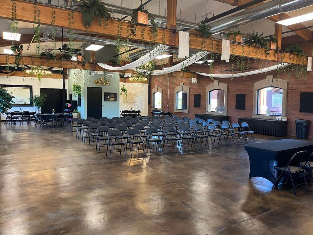 Theater-style seating set up for a speaker event at Connection Room in Cottonwood AZ