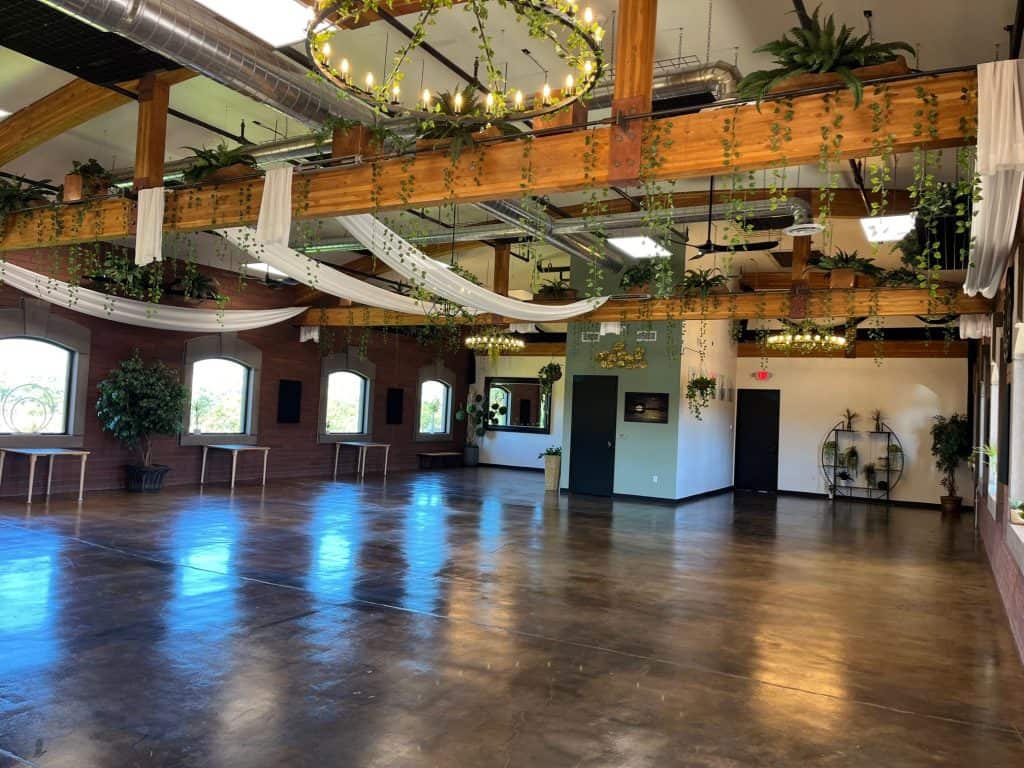 Open event floor at Connection Room ready for a pop-up market in Cottonwood AZ